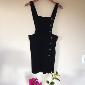 Topshop Black Corduroy Overall Button-Up Skirt